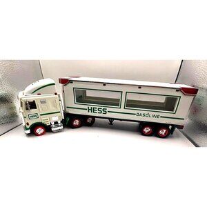 Vintage 1997 Hess Gasoline Toy Truck Tractor Trailer White Plastic Semi Lights